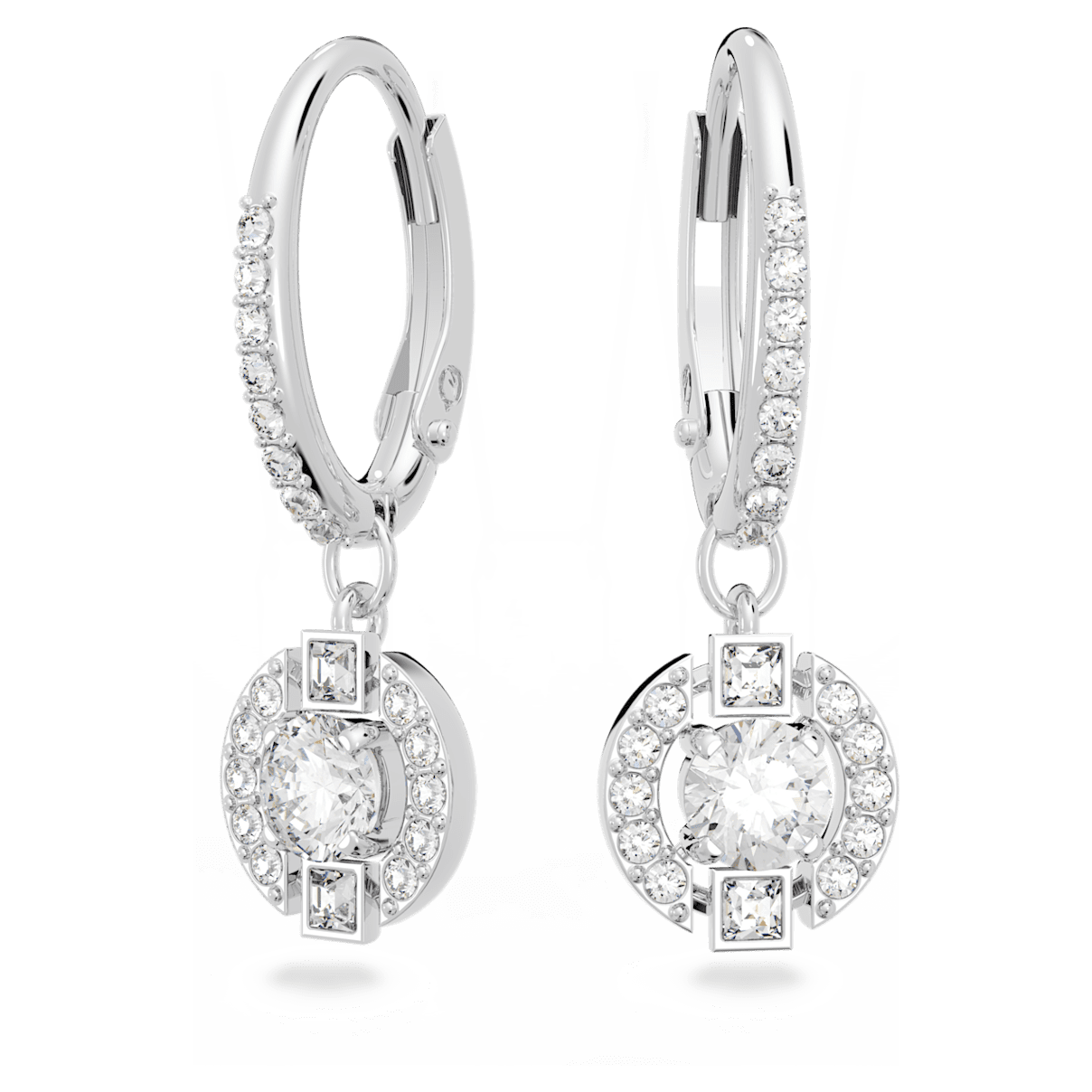 

Swarovski Sparkling Dance 水滴形耳环, 圆形切割, 白色, 镀铑