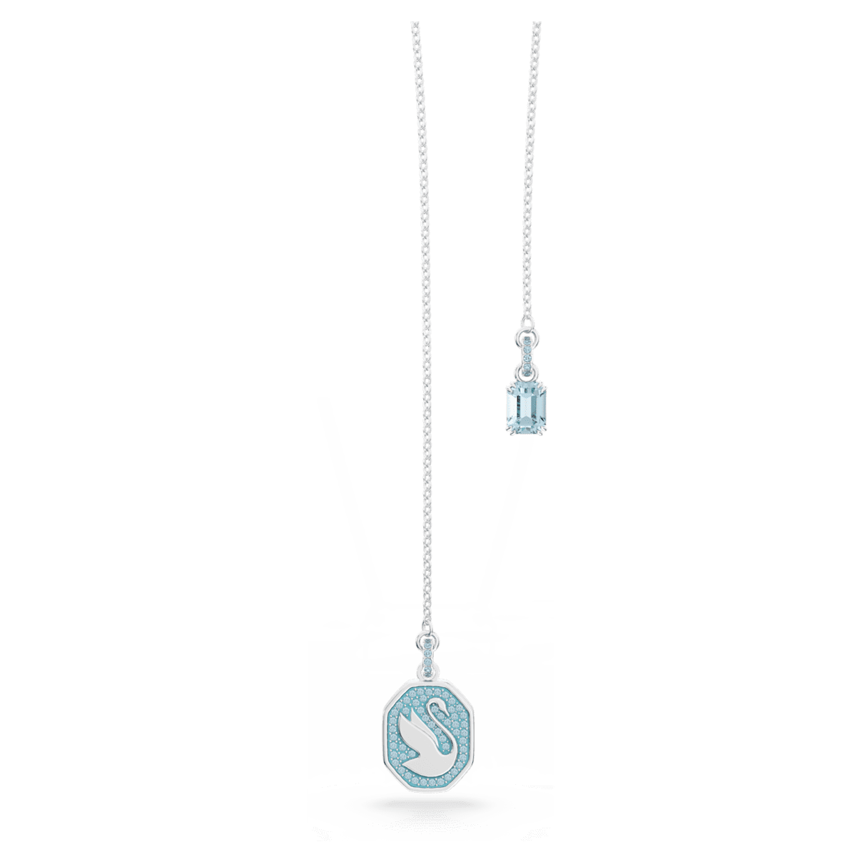 

Swarovski Signum Y形项链, 天鹅, 蓝色, 镀铑
