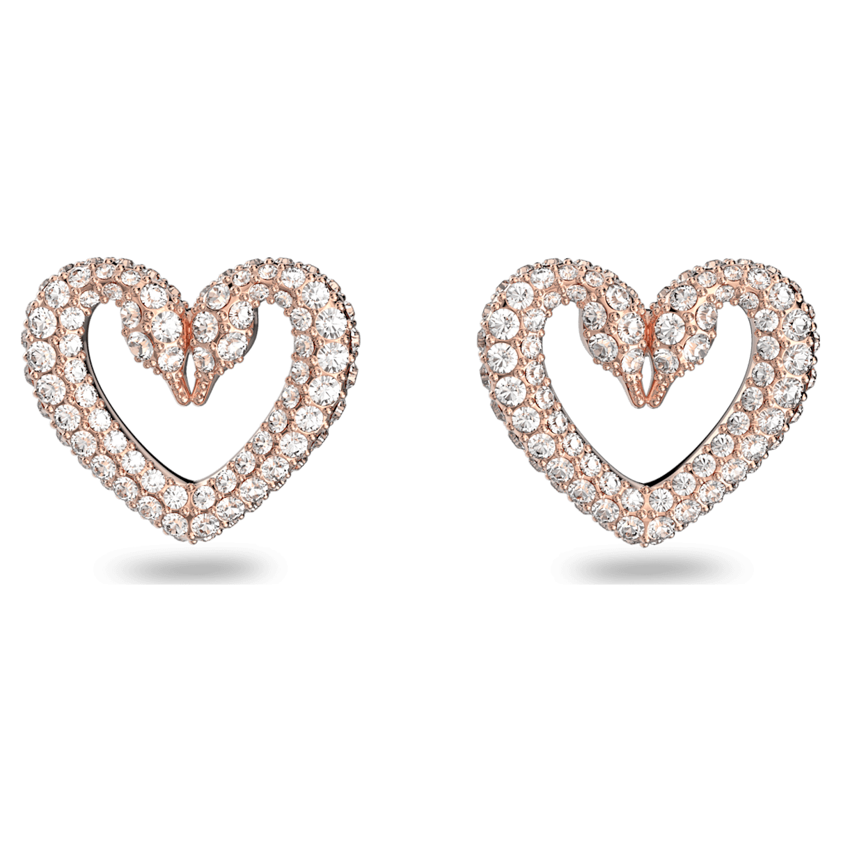 

Swarovski Una 耳钉, 密镶, 心形, 中码, 白色, 镀玫瑰金色调