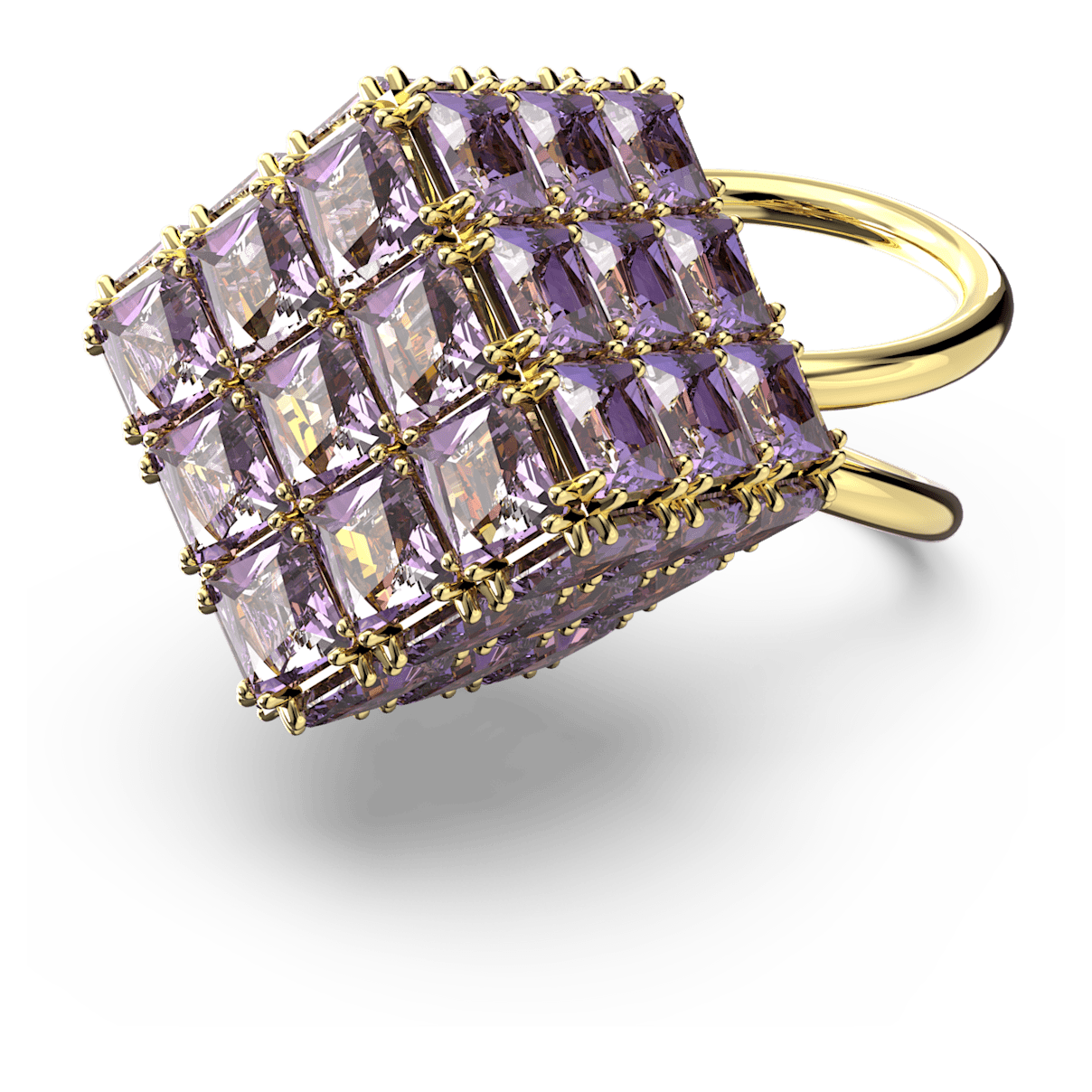 

Swarovski Curiosa 个性戒指, 方形切割, 紫色, 镀金色调