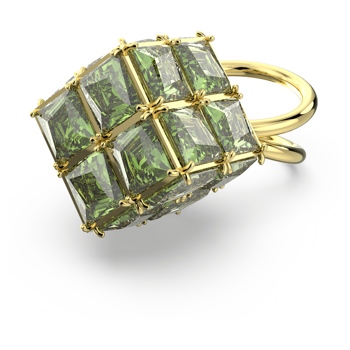 

Swarovski Curiosa 个性戒指, 方形切割, 绿色, 镀金色调