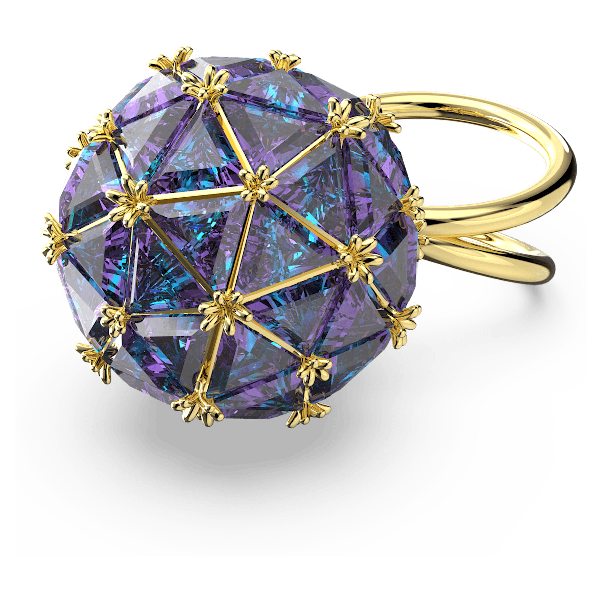 

Swarovski Curiosa 个性戒指, 三角形切割, 蓝色, 镀金色调