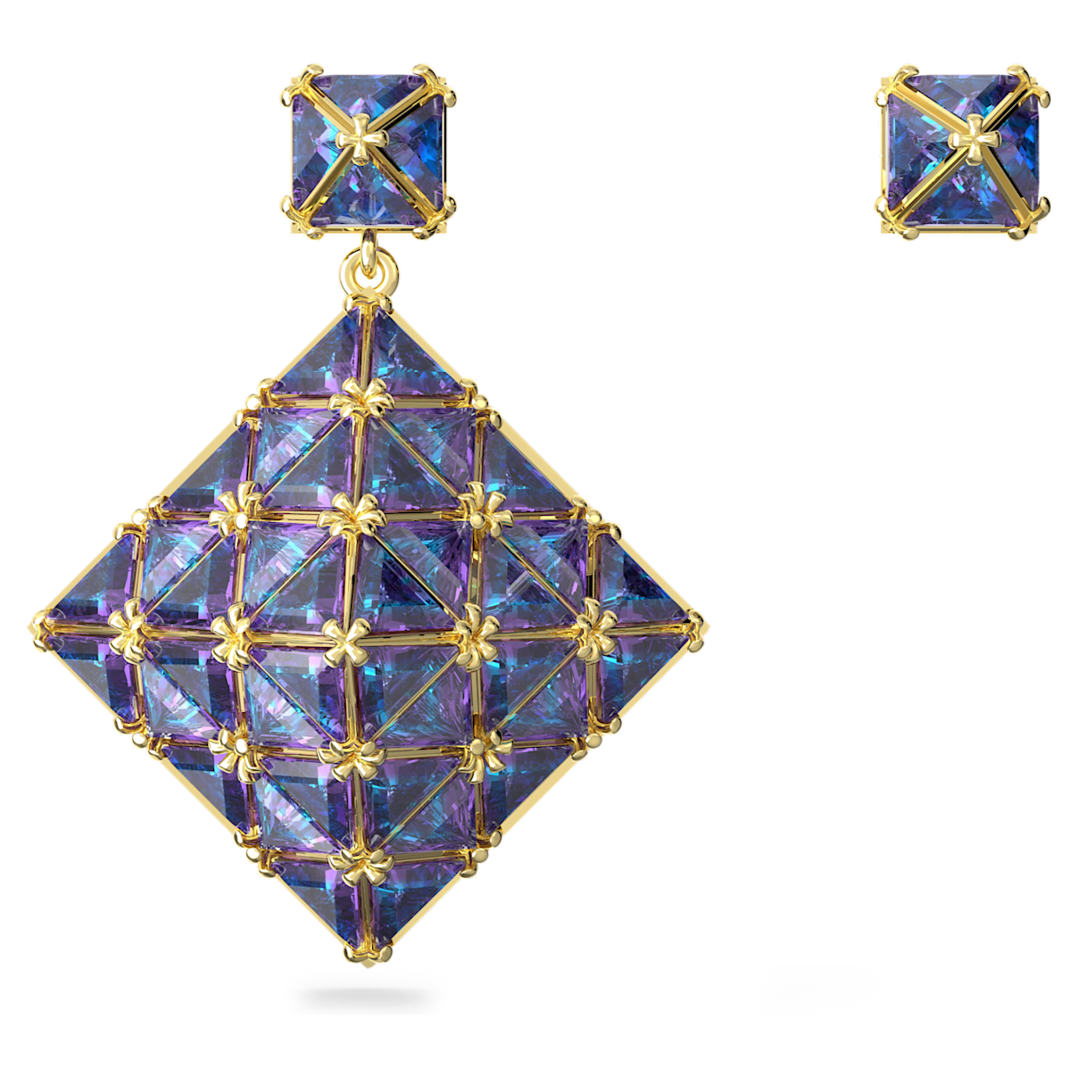 

Swarovski Curiosa 水滴形耳环, 非对称设计, 蓝色, 镀金色调