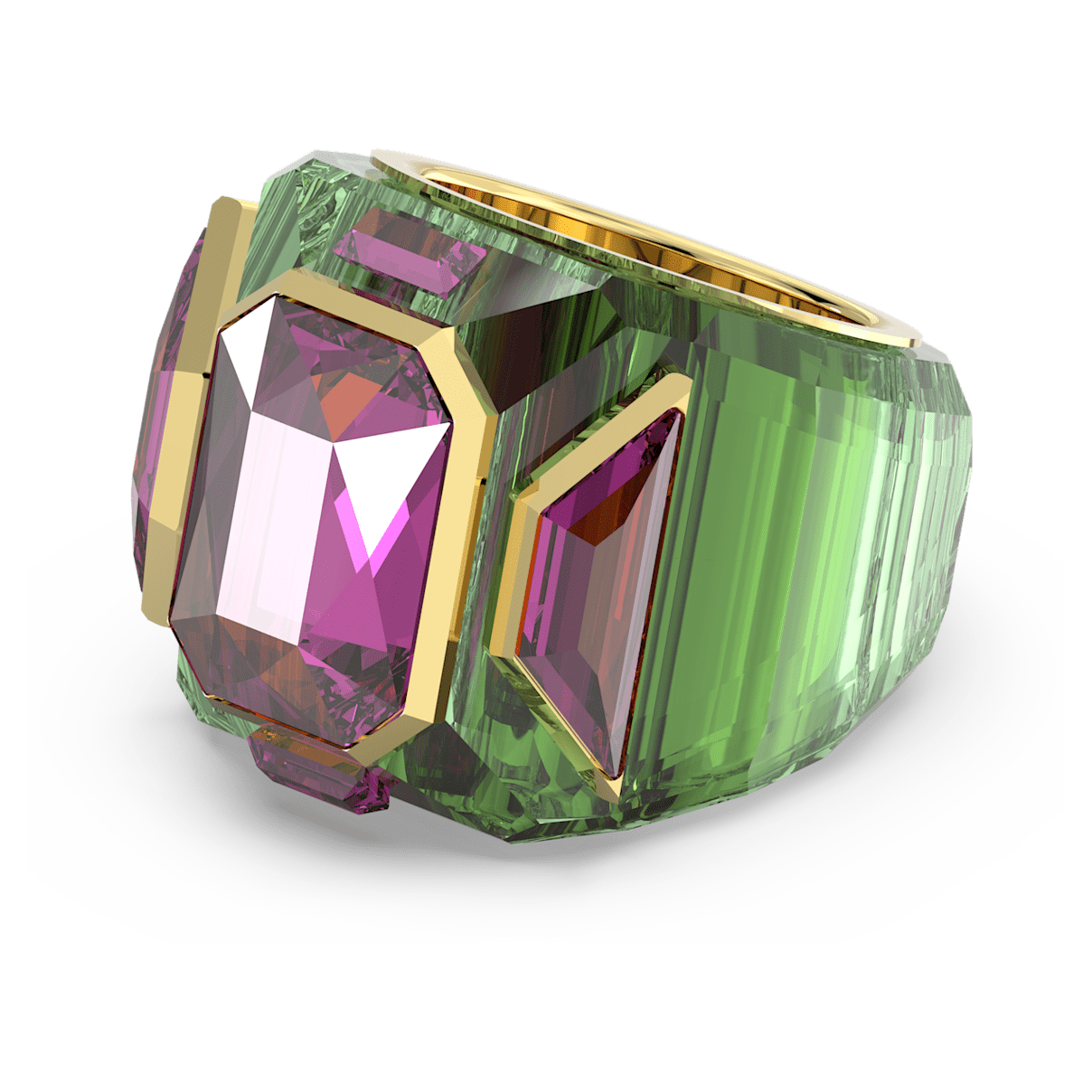 

Swarovski Chroma 个性戒指, 彩色, 镀金色调