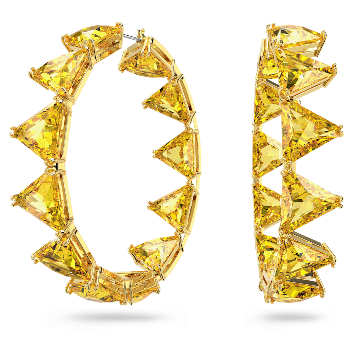 

Swarovski Ortyx 大圈耳环, 三角形切割, 黄色, 镀金色调