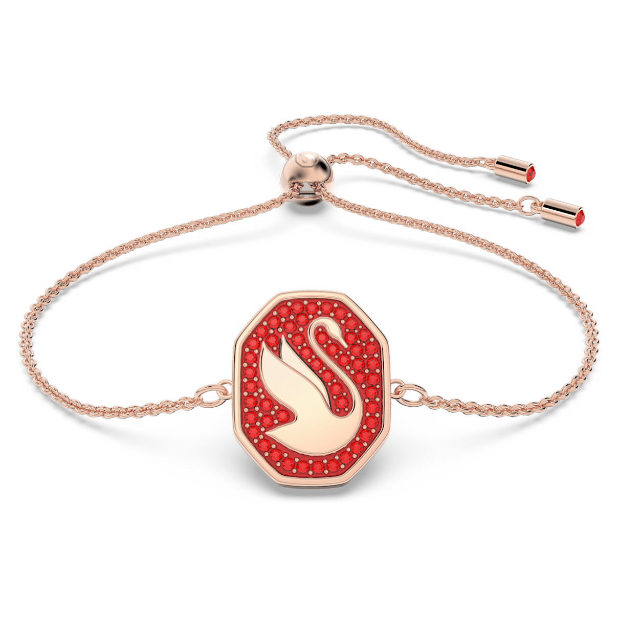 

Swarovski Signum 手链, 天鹅, 红色, 镀玫瑰金色调