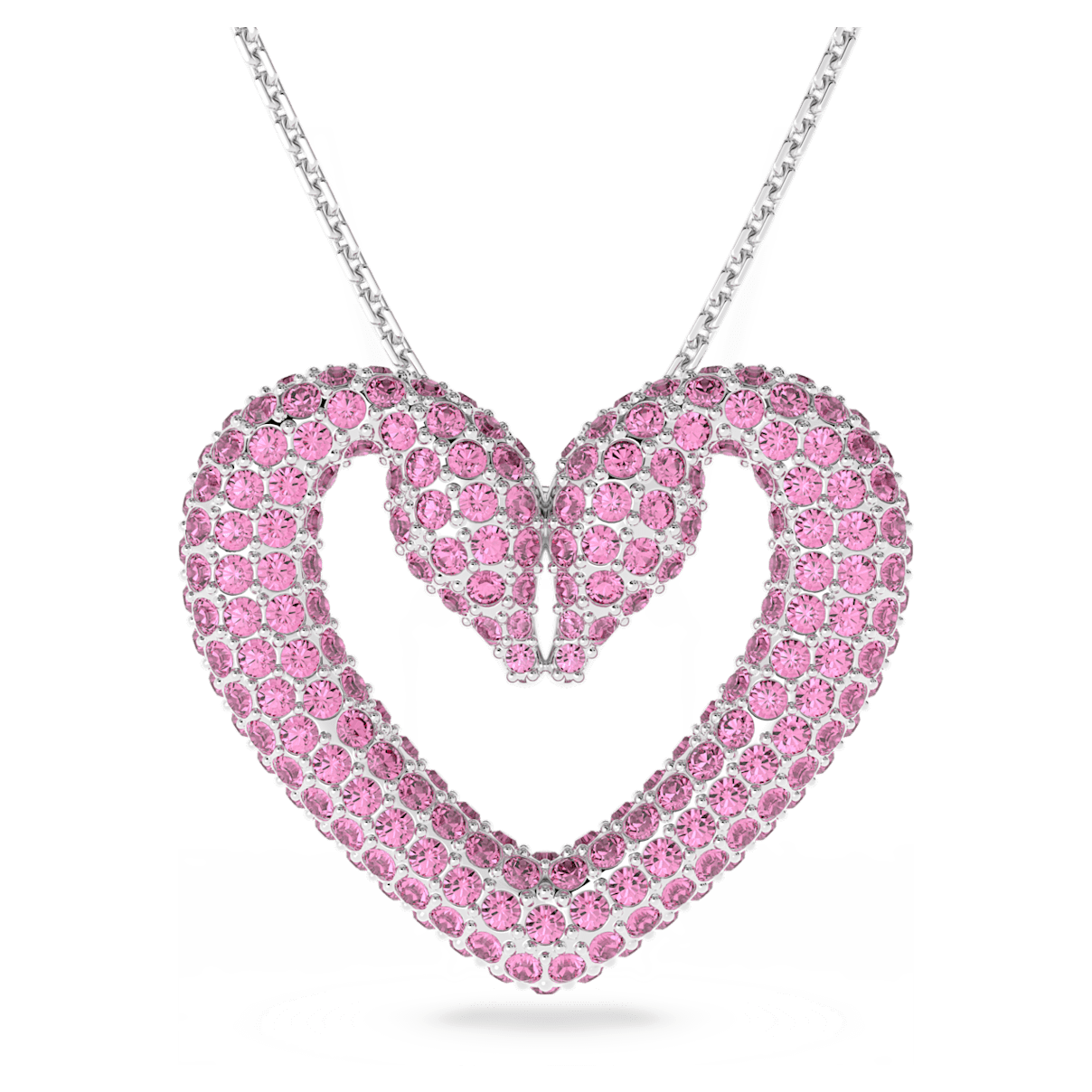 

Swarovski Una 链坠, 心形, 大码, 粉红色, 镀铑