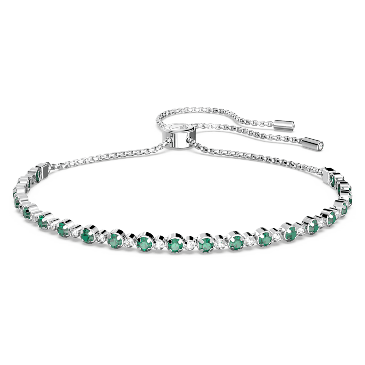 

Swarovski Subtle 手链, 圆形切割, 绿色, 镀铑