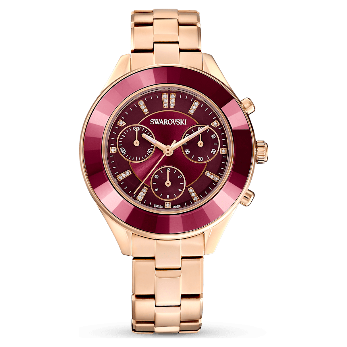 

Swarovski Octea Lux Sport 腕表, 瑞士制造, 金属手链, 红色, 玫瑰金色调润饰