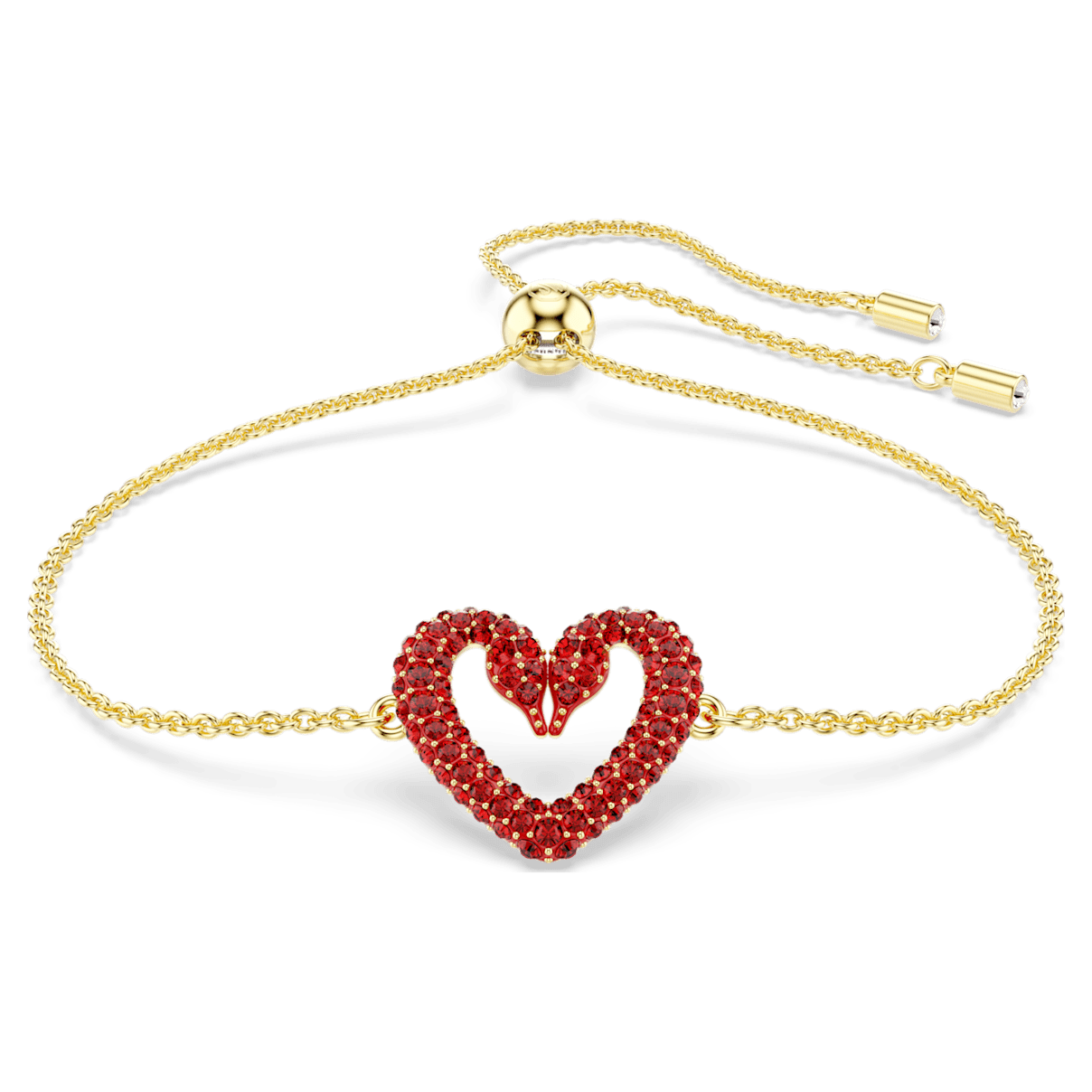 

Swarovski Una 手链, 心形, 小码, 红色, 镀金色调