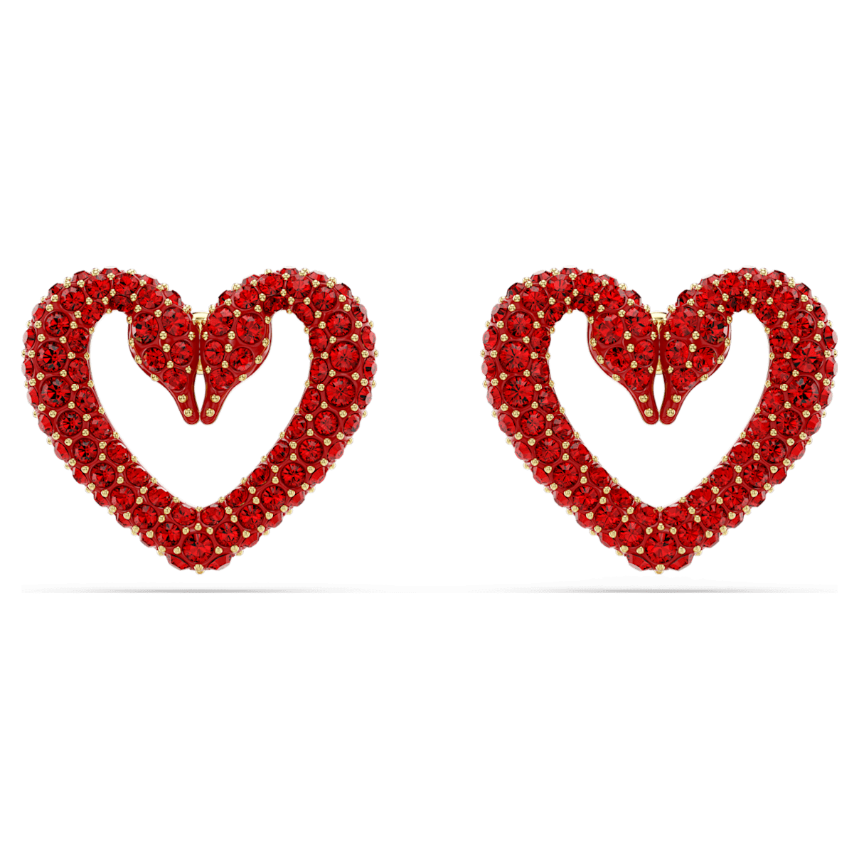 

Swarovski Una 耳钉, 心形, 小码, 红色, 镀金色调