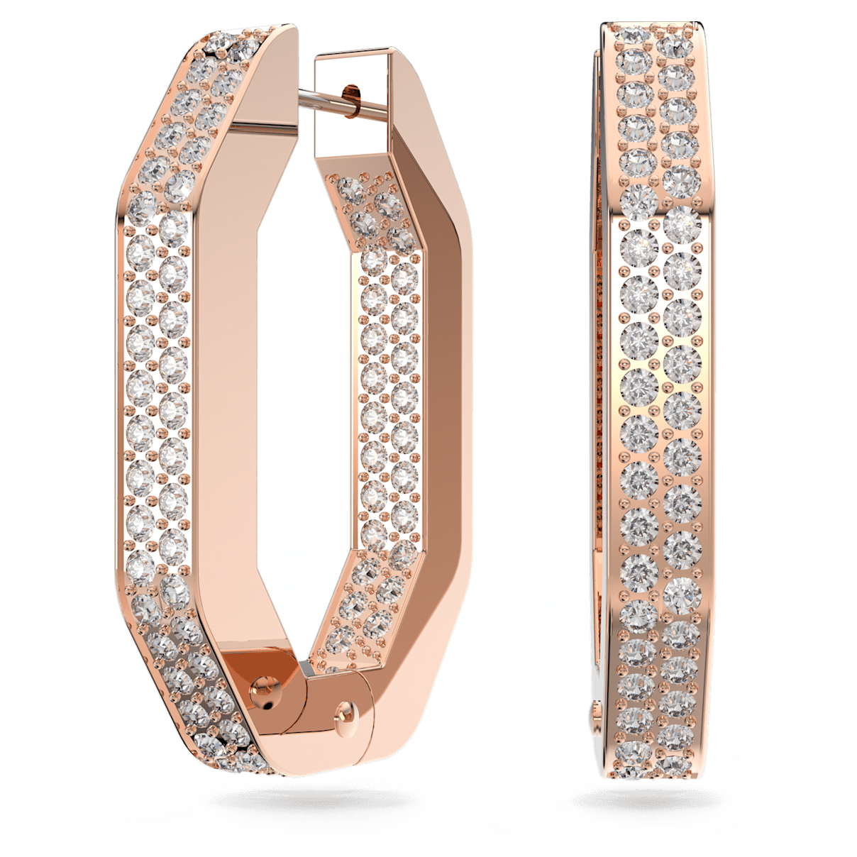 

Swarovski Dextera 大圈耳环, 八边形, 大码, 白色, 镀玫瑰金色调