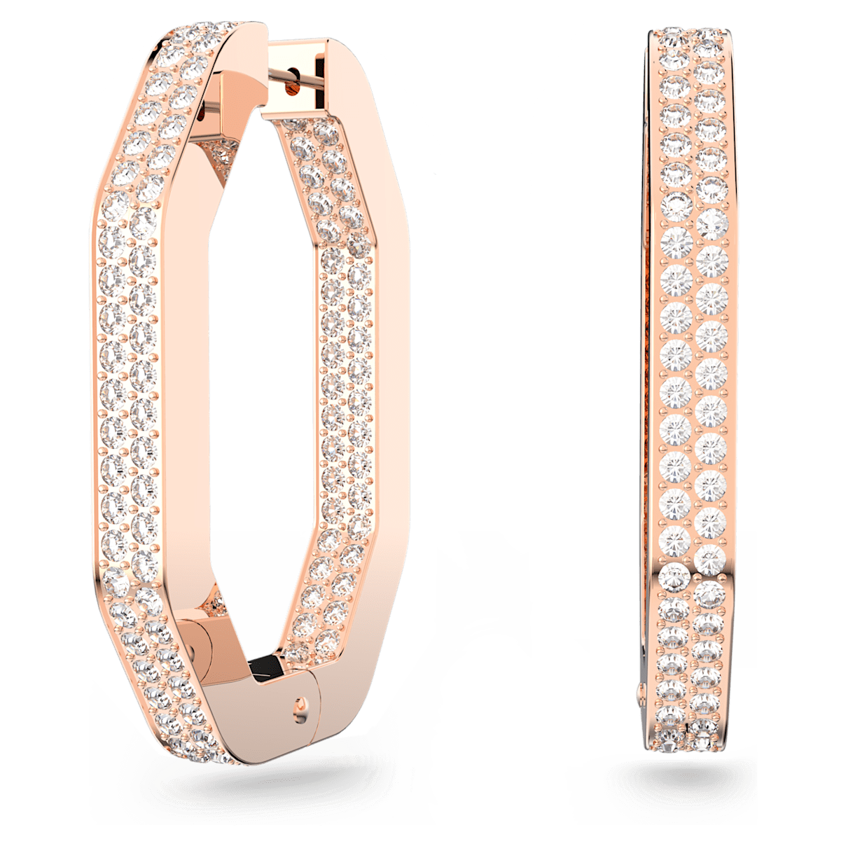 

Swarovski Dextera 大圈耳环, 八边形, 大码, 白色, 镀玫瑰金色调