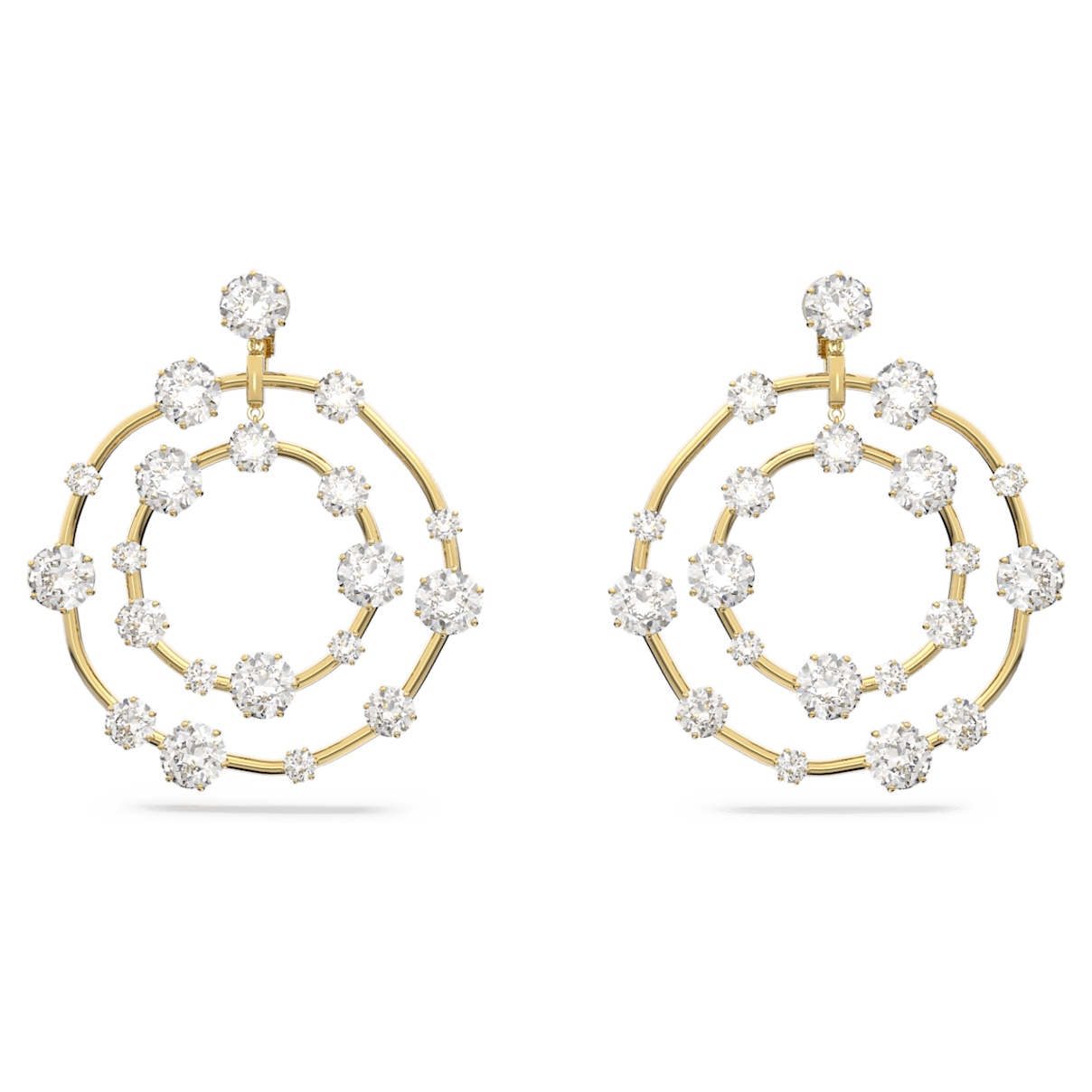 

Swarovski Constella 夹式耳环, 圆形切割, 白色, 镀金色调