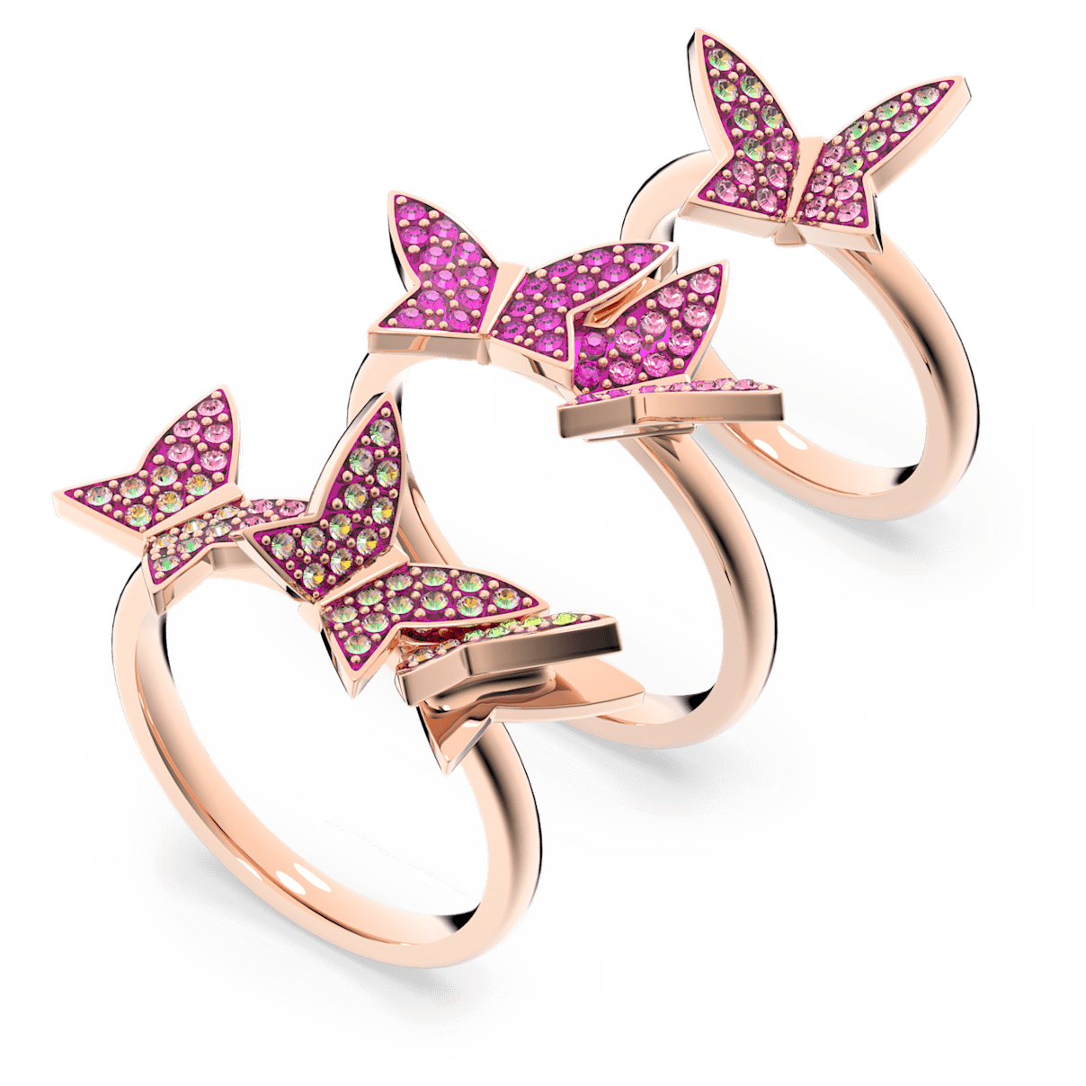

Swarovski Lilia 戒指, 套装 (3), 蝴蝶, 粉红色, 镀玫瑰金色调