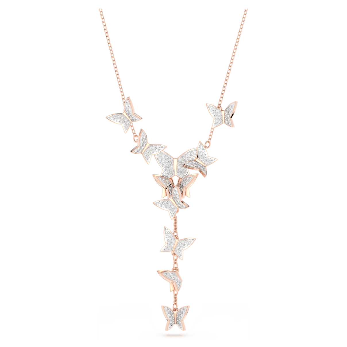 

Swarovski Lilia Y形项链, 蝴蝶, 白色, 镀玫瑰金色调