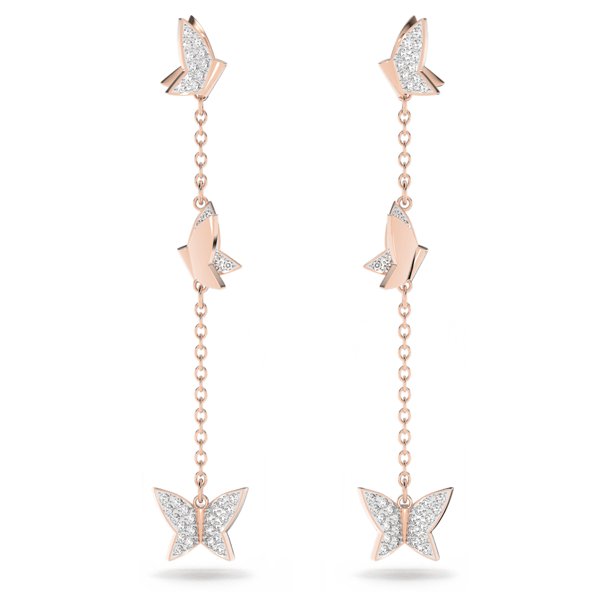 

Swarovski Lilia 水滴形耳环, 蝴蝶, 短, 白色, 镀玫瑰金色调
