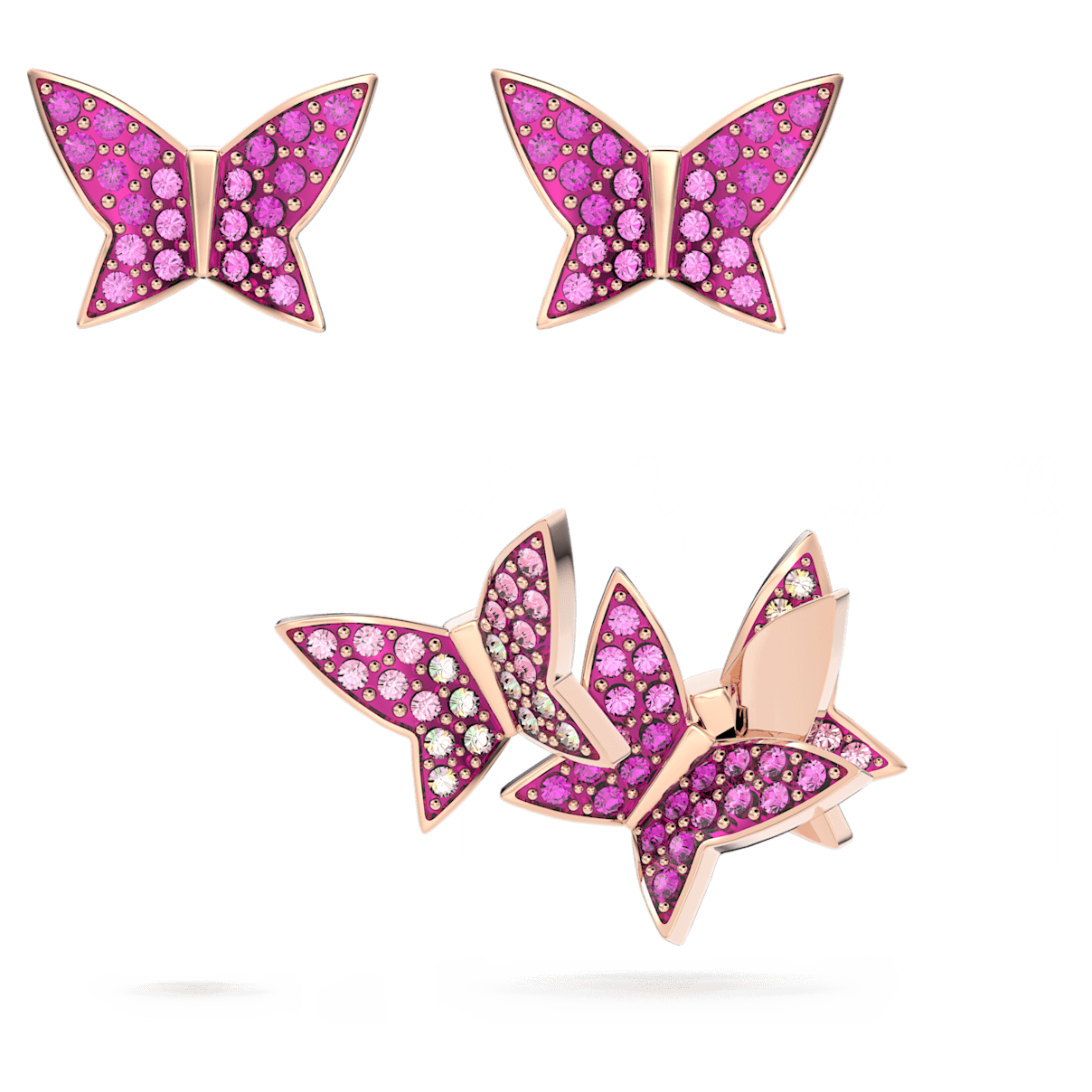 

Swarovski Lilia 耳钉, 套装 (3), 蝴蝶, 粉红色, 镀玫瑰金色调