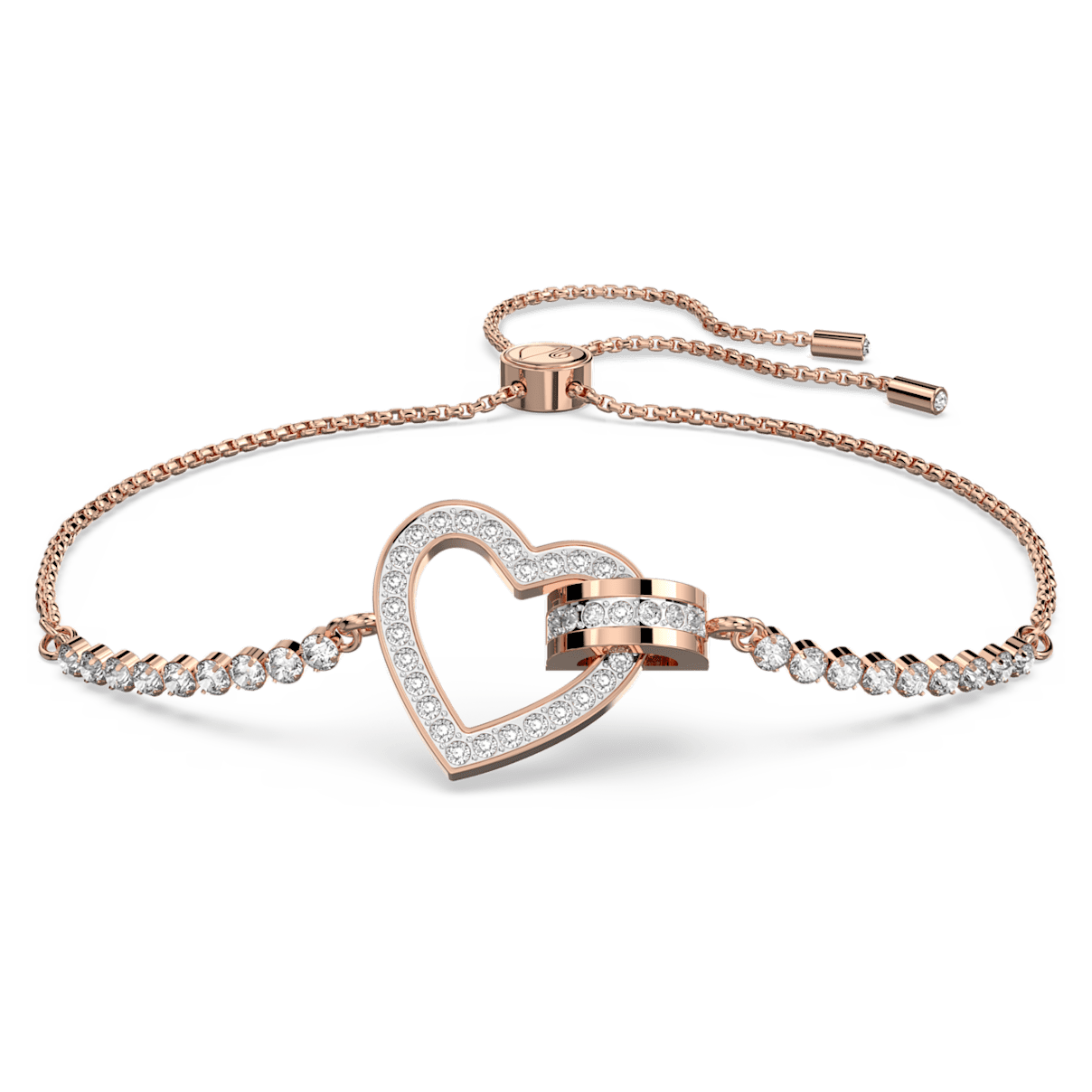 

Swarovski Lovely 手链, 心形, 白色, 镀玫瑰金色调