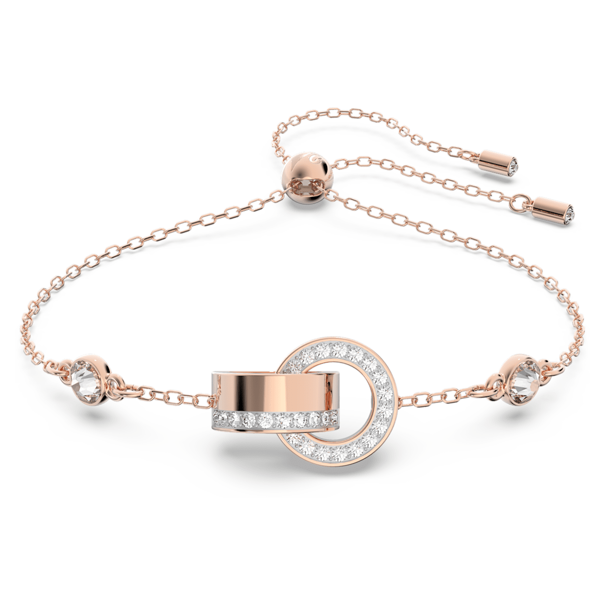 

Swarovski Hollow 手链, 环形相扣, 白色, 镀玫瑰金色调