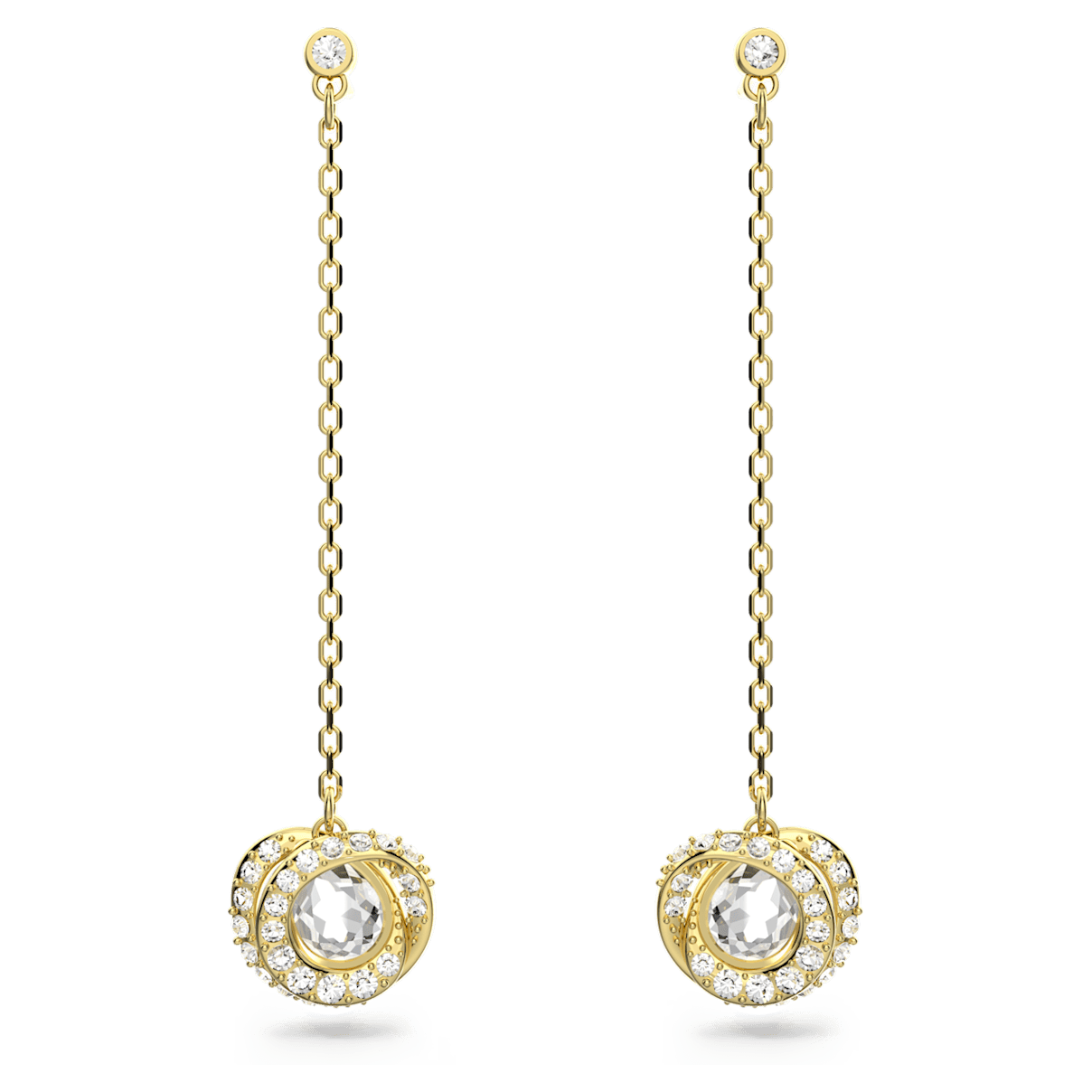 

Swarovski Generation 水滴形耳环, 短, 白色, 镀金色调