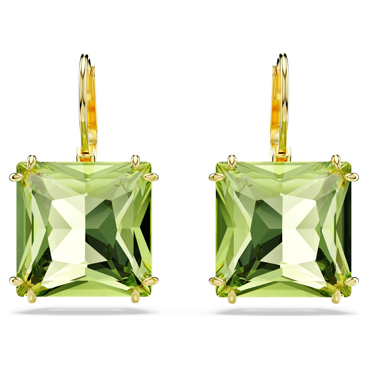 

Swarovski Millenia 水滴形耳环, 方形切割, 绿色, 镀金色调