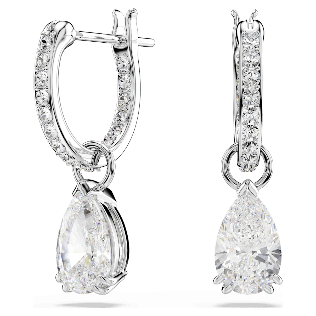 

Swarovski Millenia 大圈耳环, 梨形切割, 白色, 镀铑