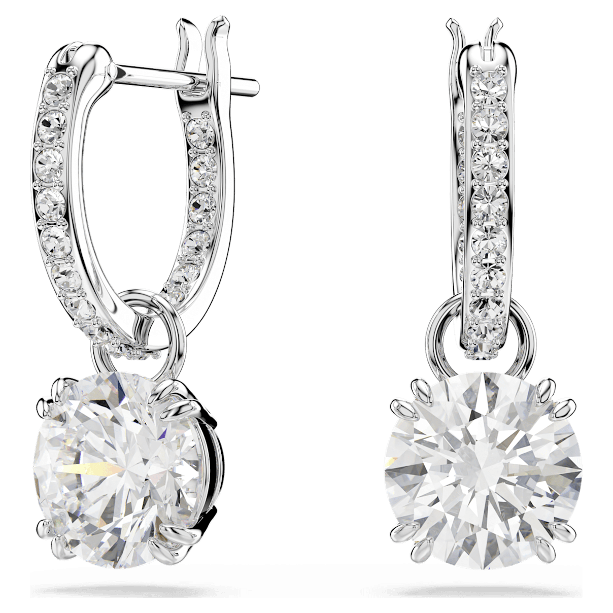 

Swarovski Constella 水滴形耳环, 圆形切割, 白色, 镀铑