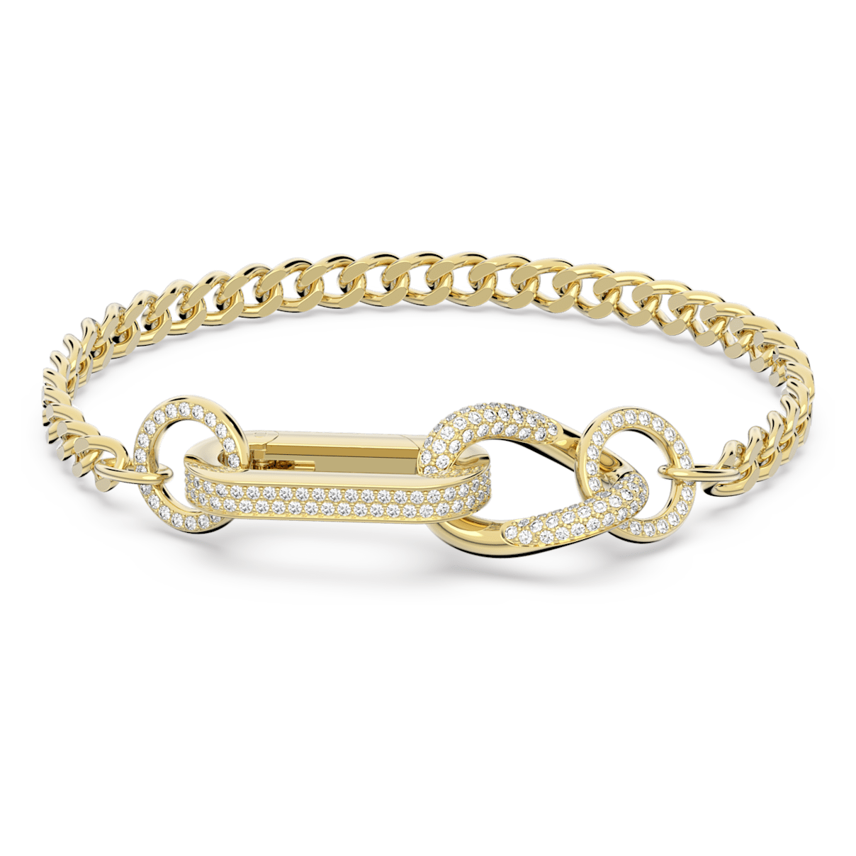 

Swarovski Dextera 手链, 密鑲, 混合連結, 白色, 镀金色调