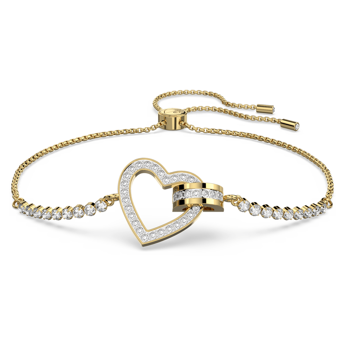 

Swarovski Lovely 手链, 心形, 白色, 镀金色调