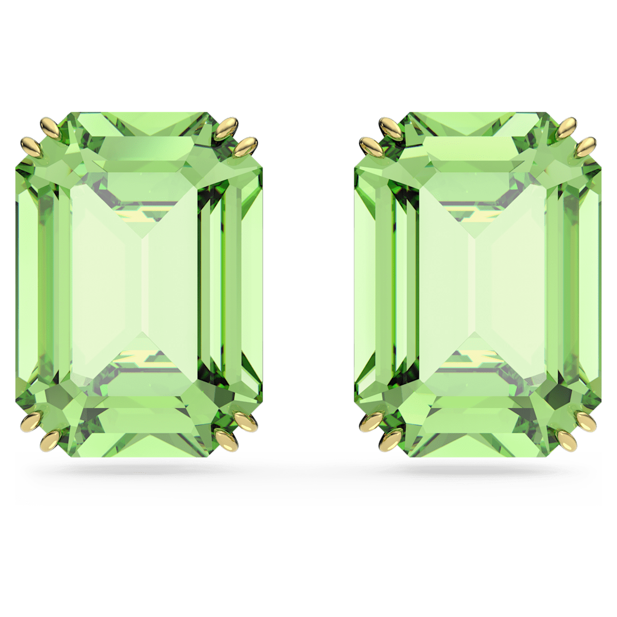 

Swarovski Millenia 耳钉, 八角形切割, 绿色, 镀金色调