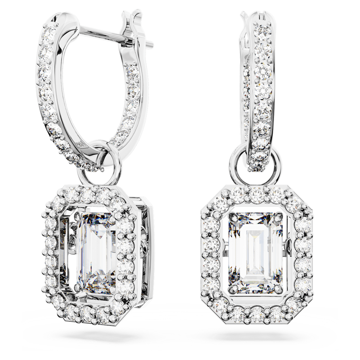 

Swarovski Millenia 水滴形耳环, 八角形切割, 白色, 镀铑