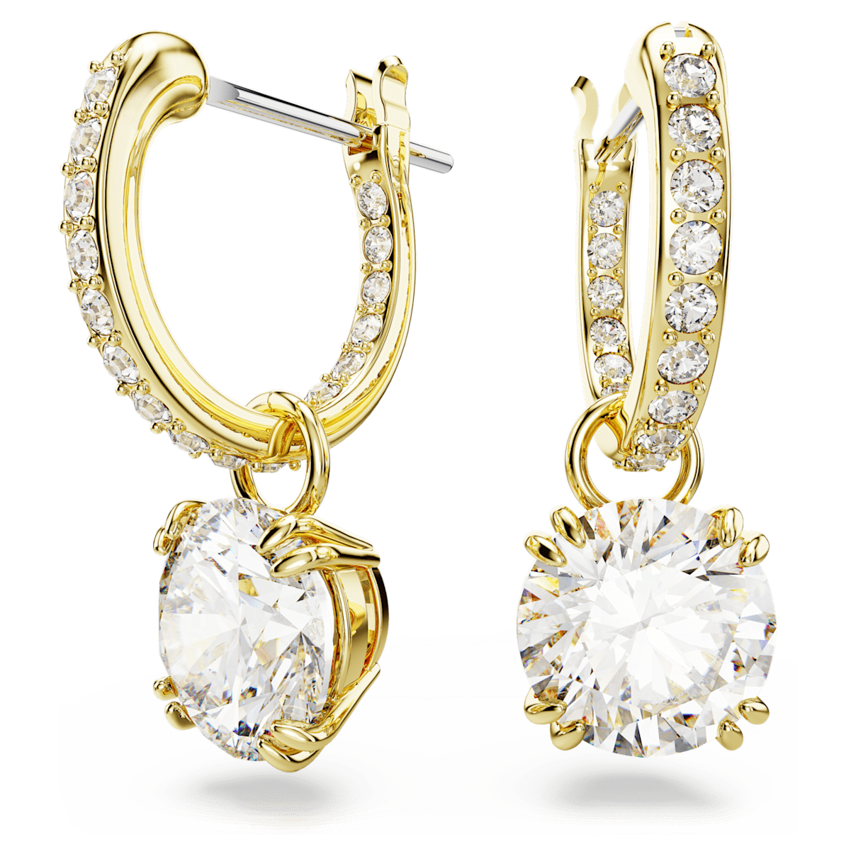 

Swarovski Constella 水滴形耳环, 圆形切割, 白色, 镀金色调