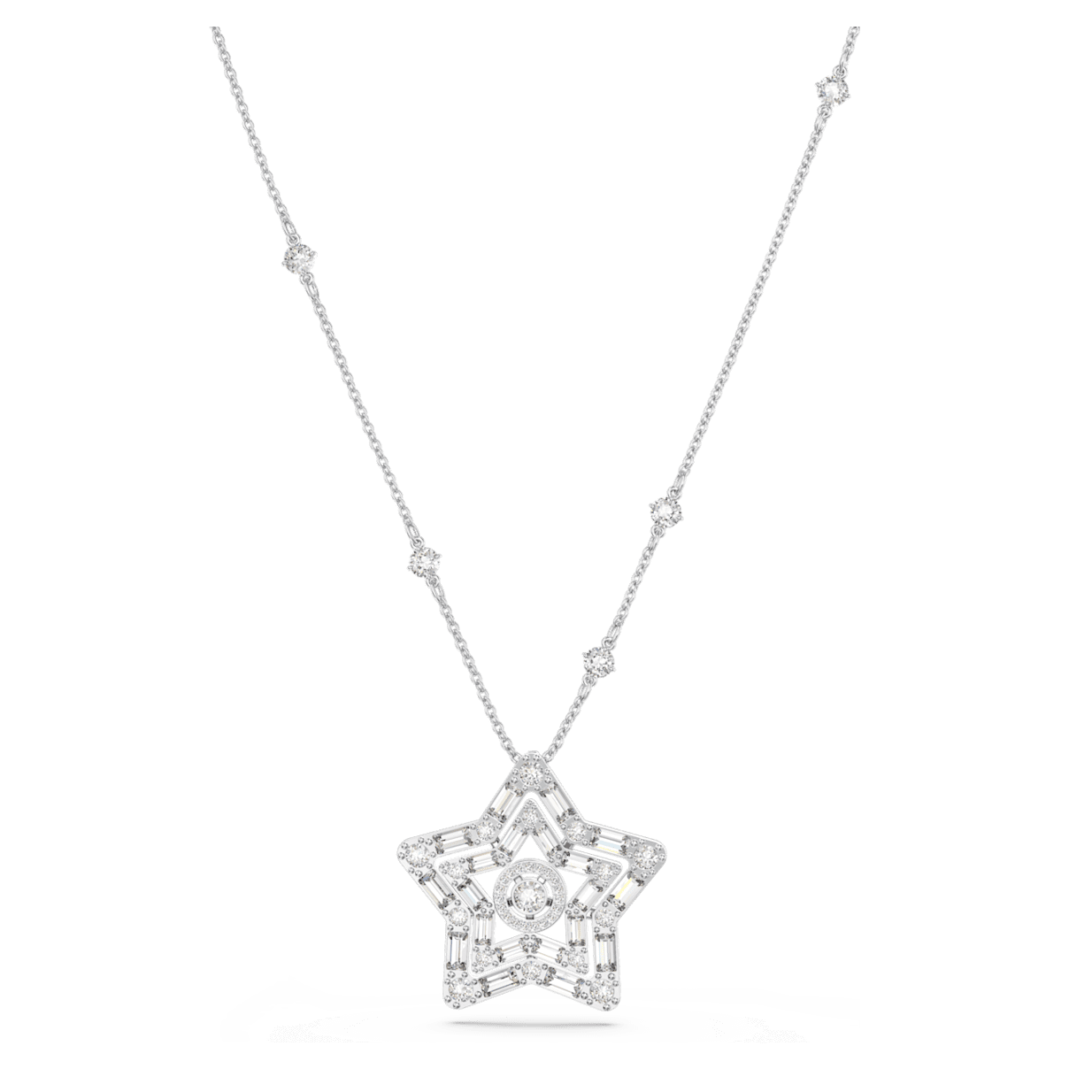 

Swarovski Stella 链坠, 混合切割, 星星, 白色, 镀铑