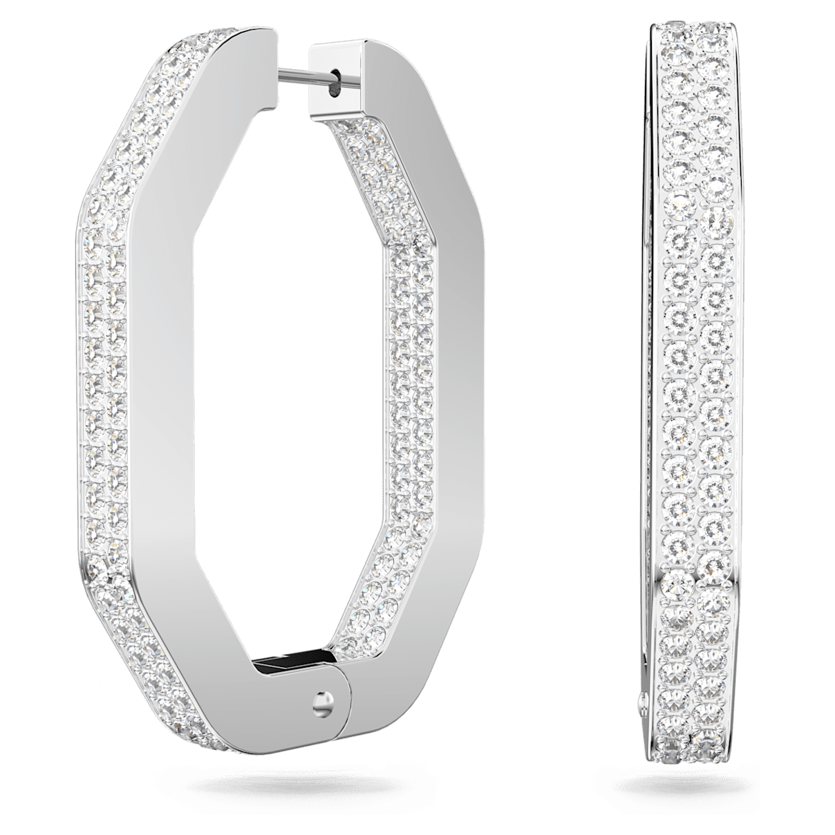 

Swarovski Dextera 大圈耳环, 八边形, 大码, 白色, 镀铑
