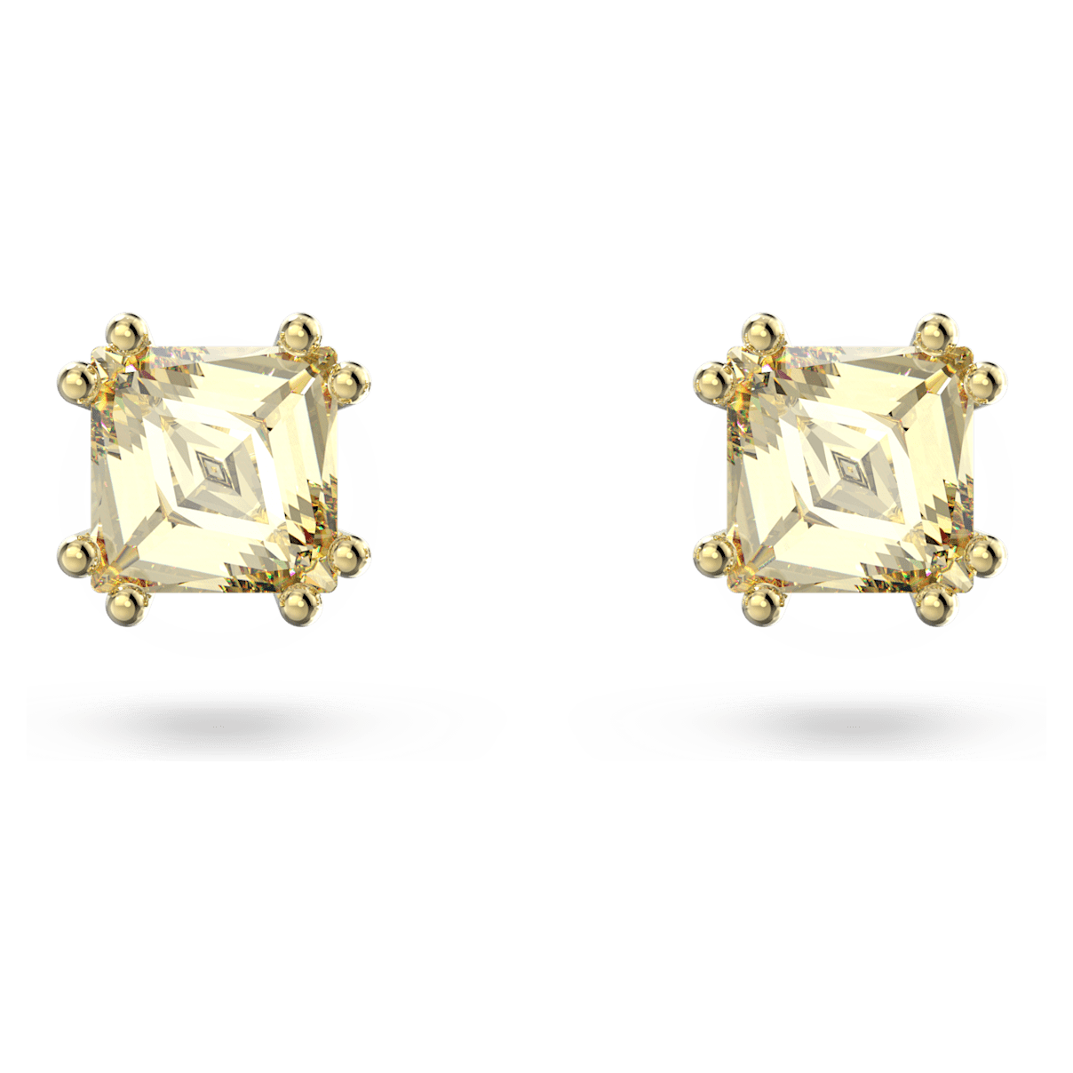 

Swarovski Stilla 耳钉, 方形切割, 黄色, 镀金色调