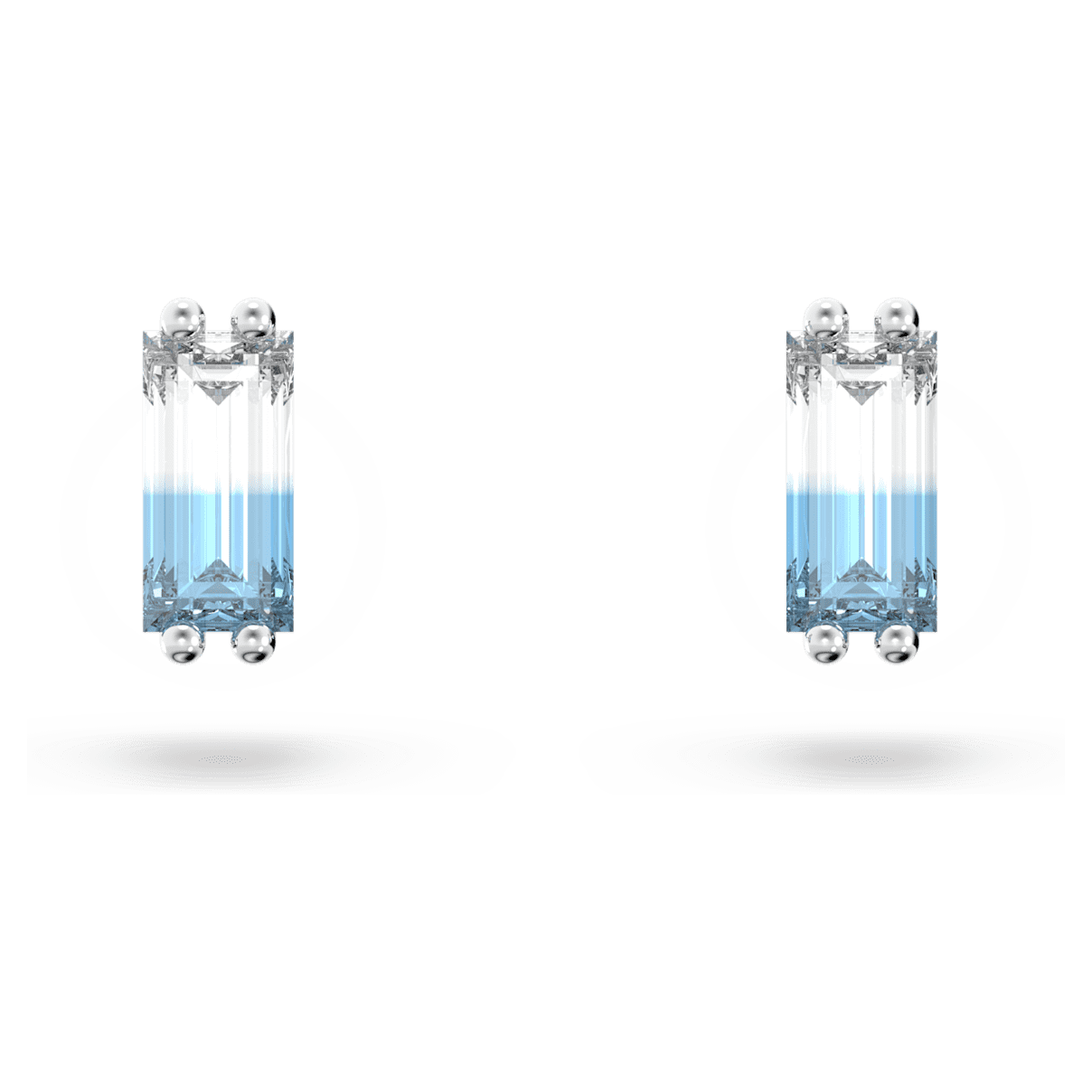 

Swarovski Stilla 耳钉, 长方形切割, 蓝色, 镀铑