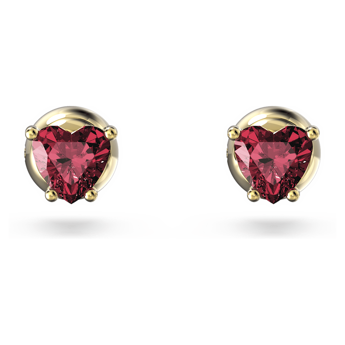 

Swarovski Stilla 耳钉, 心形, 红色, 镀金色调