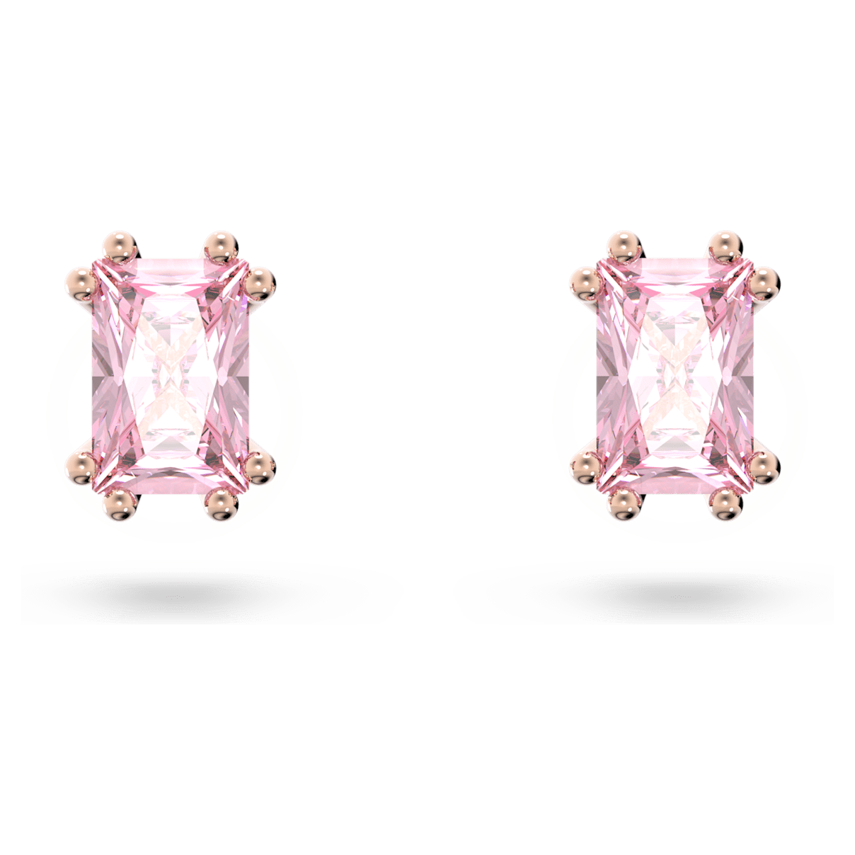 

Swarovski Stilla 耳钉, 矩形切割, 粉红色, 镀玫瑰金色调