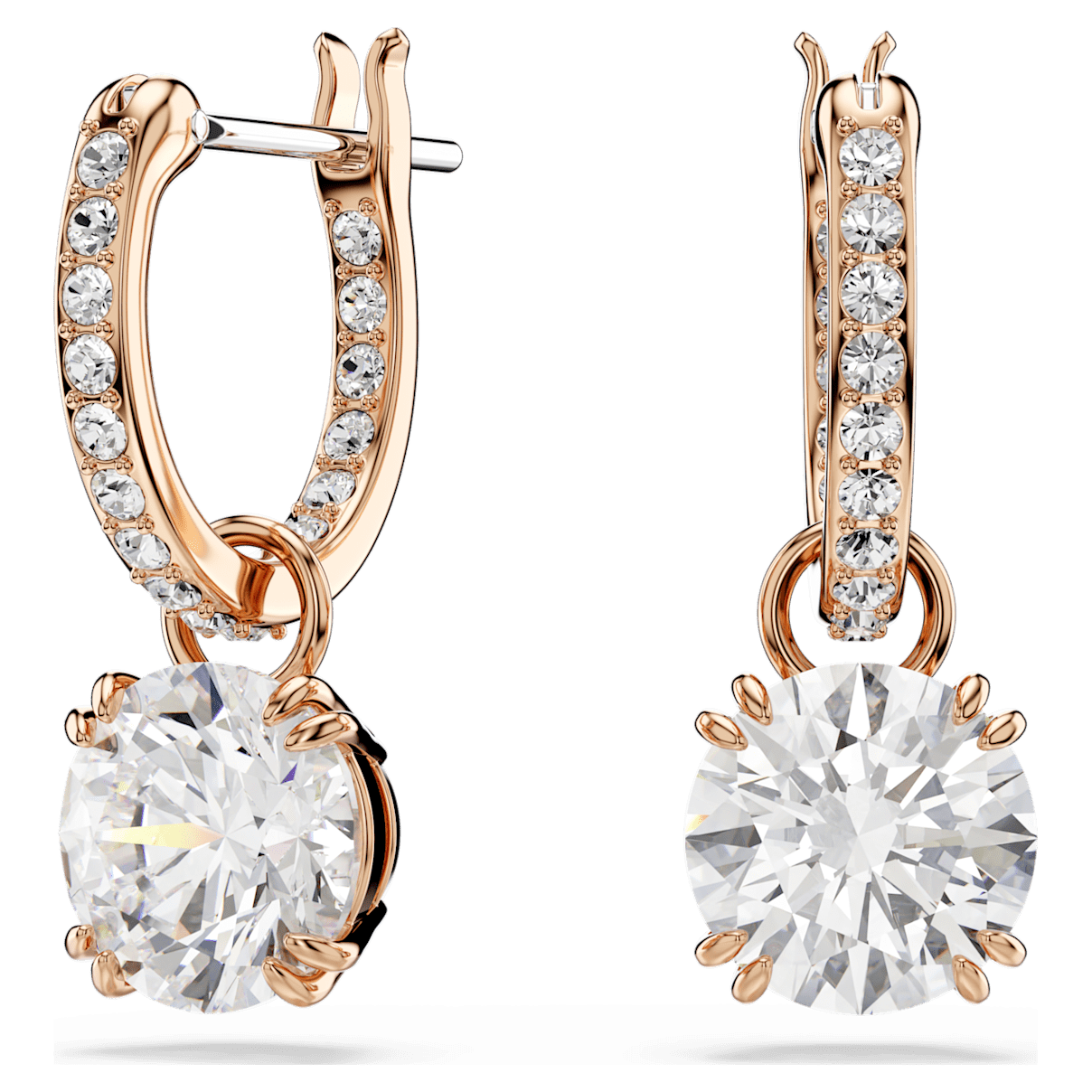 

Swarovski Constella 水滴形耳环, 圆形切割, 白色, 镀玫瑰金色调