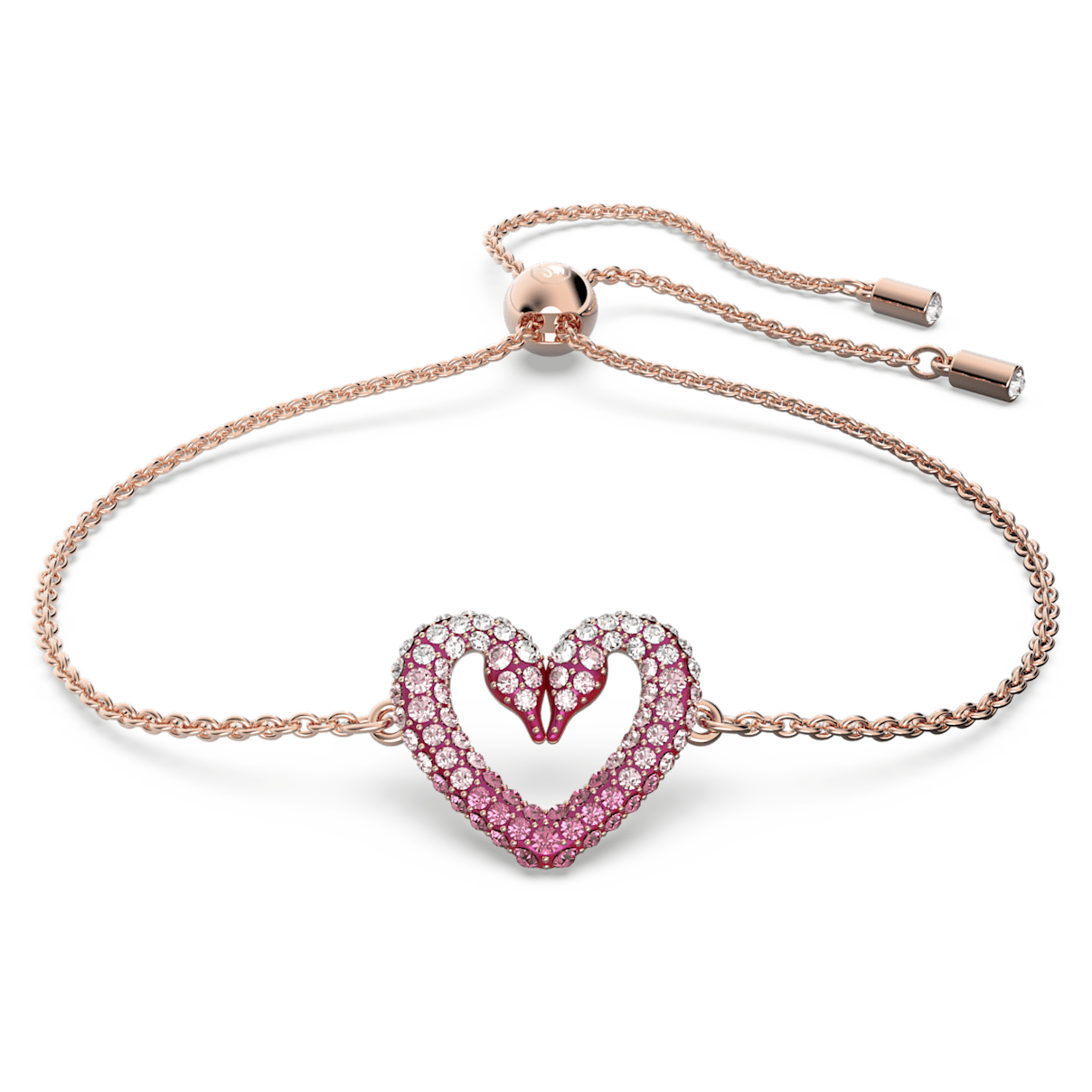 

Swarovski Una 手链, 心形, 小码, 粉红色, 镀玫瑰金色调