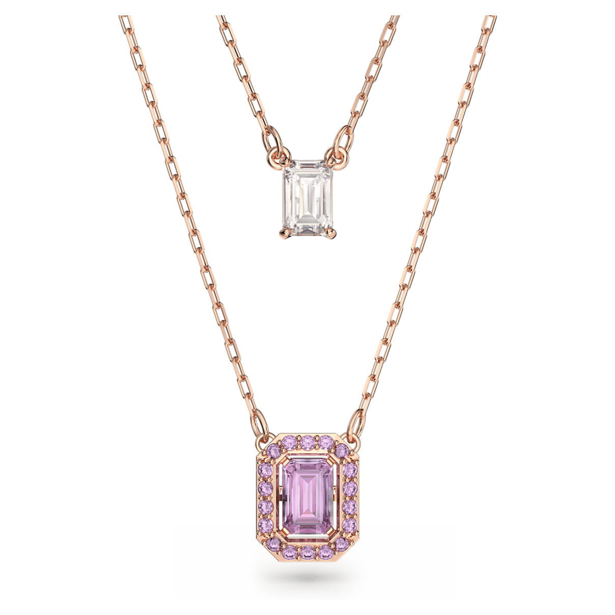 

Swarovski Millenia 层次项链, 八角形切割, 紫色, 镀玫瑰金色调
