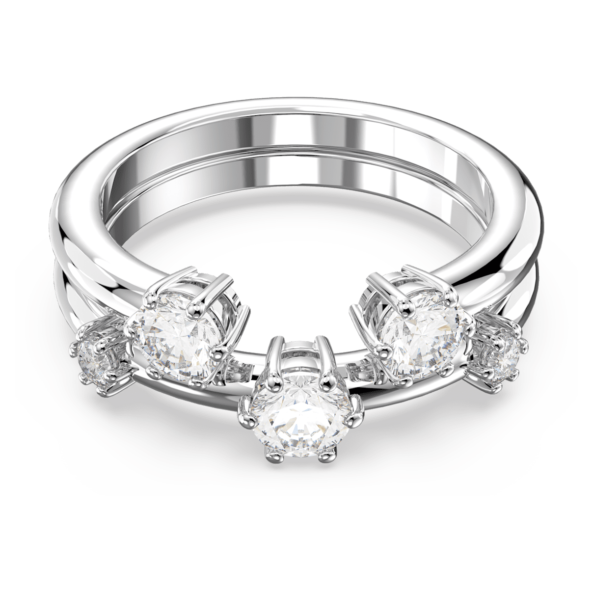 

Swarovski Constella 戒指, 套装 (2)，圆形切割, 白色, 镀铑