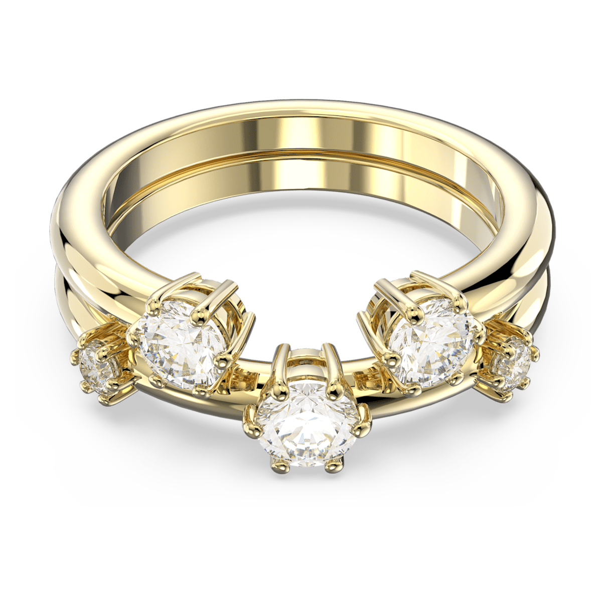 

Swarovski Constella 戒指, 套装 (2)，圆形切割, 白色, 镀金色调