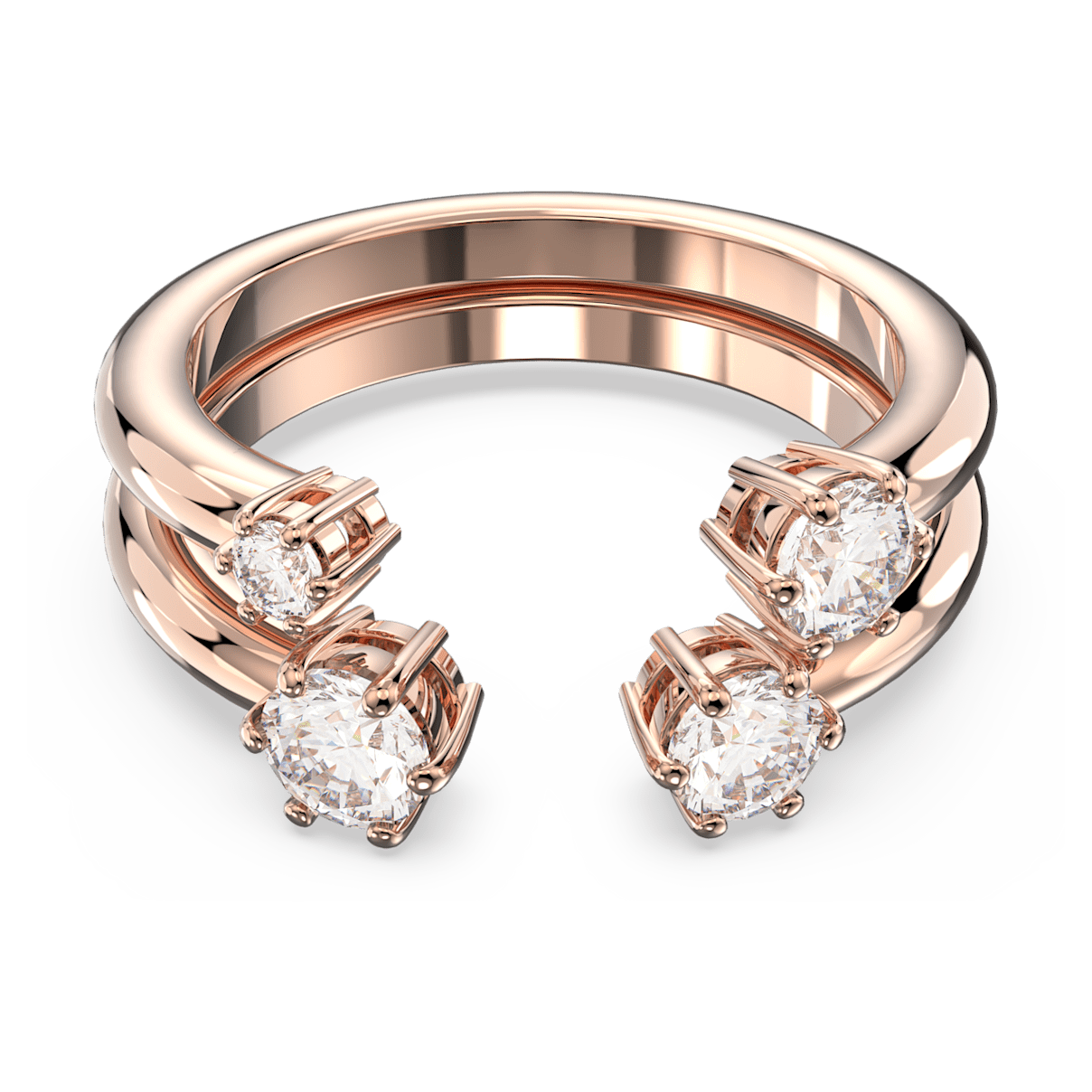 

Swarovski Constella 戒指, 套装 (2)，圆形切割, 白色, 镀玫瑰金色调