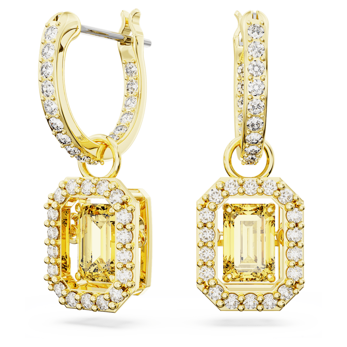 

Swarovski Millenia 水滴形耳环, 八角形切割, 黄色, 镀金色调