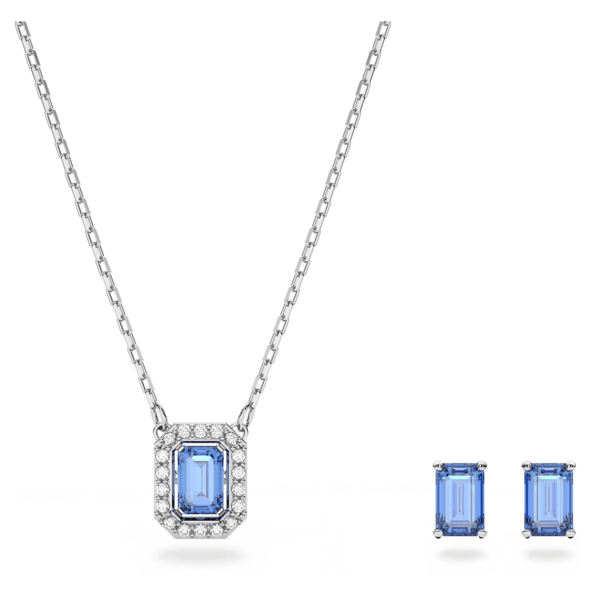 

Swarovski Millenia 套装, 八角形切割, 蓝色, 镀铑