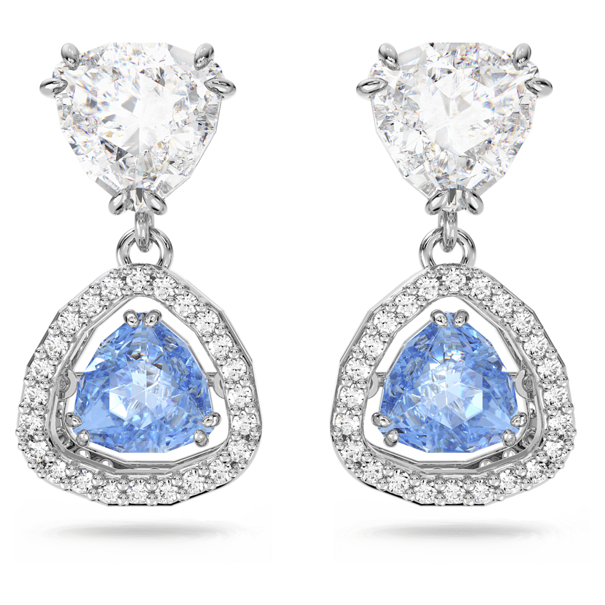 

Swarovski Millenia 水滴形耳环, 三菱形切割, 蓝色, 镀铑