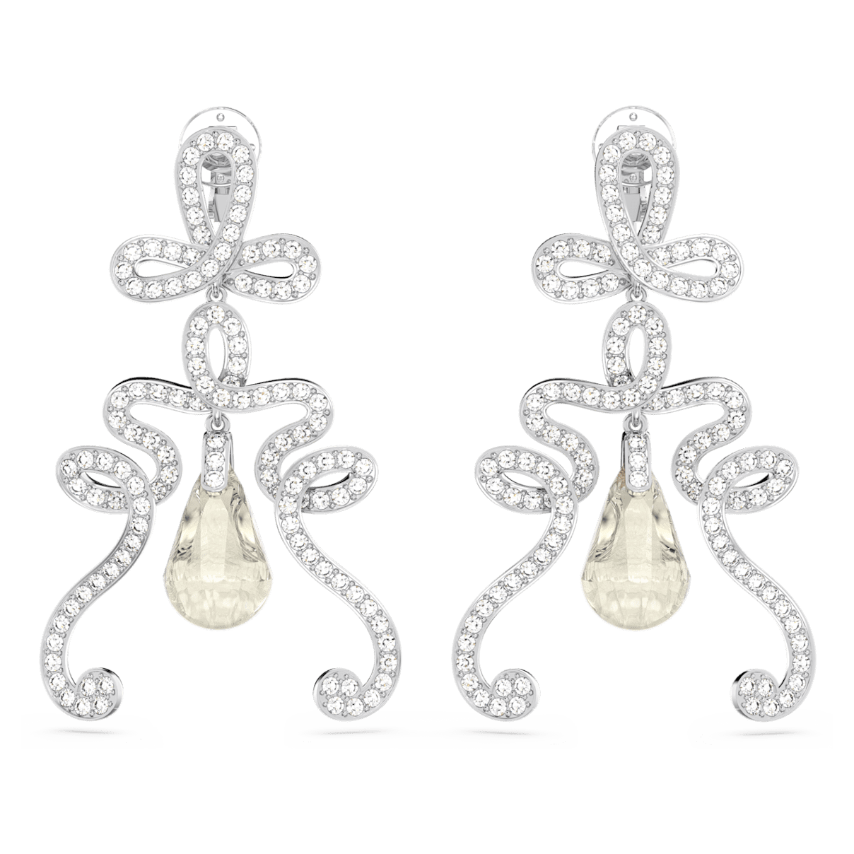 

Swarovski Fluenta 夹式耳环, 重燃水晶, 白色, 镀铑