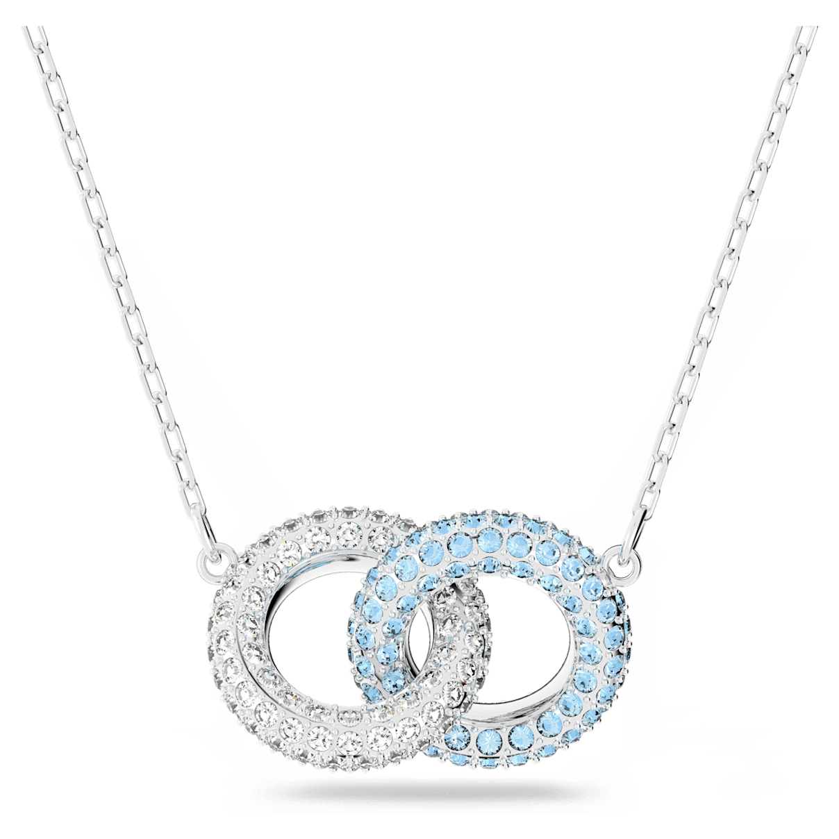 

Swarovski Stone 项链, 密镶, 交错圆圈, 蓝色, 镀铑